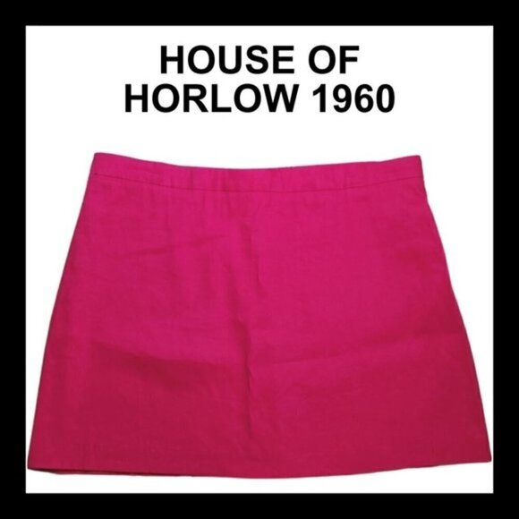 NWOT HOUSE OF HARLOW 1960 Linen blend summer fuchsia mini skirt - Picture 1 of 11